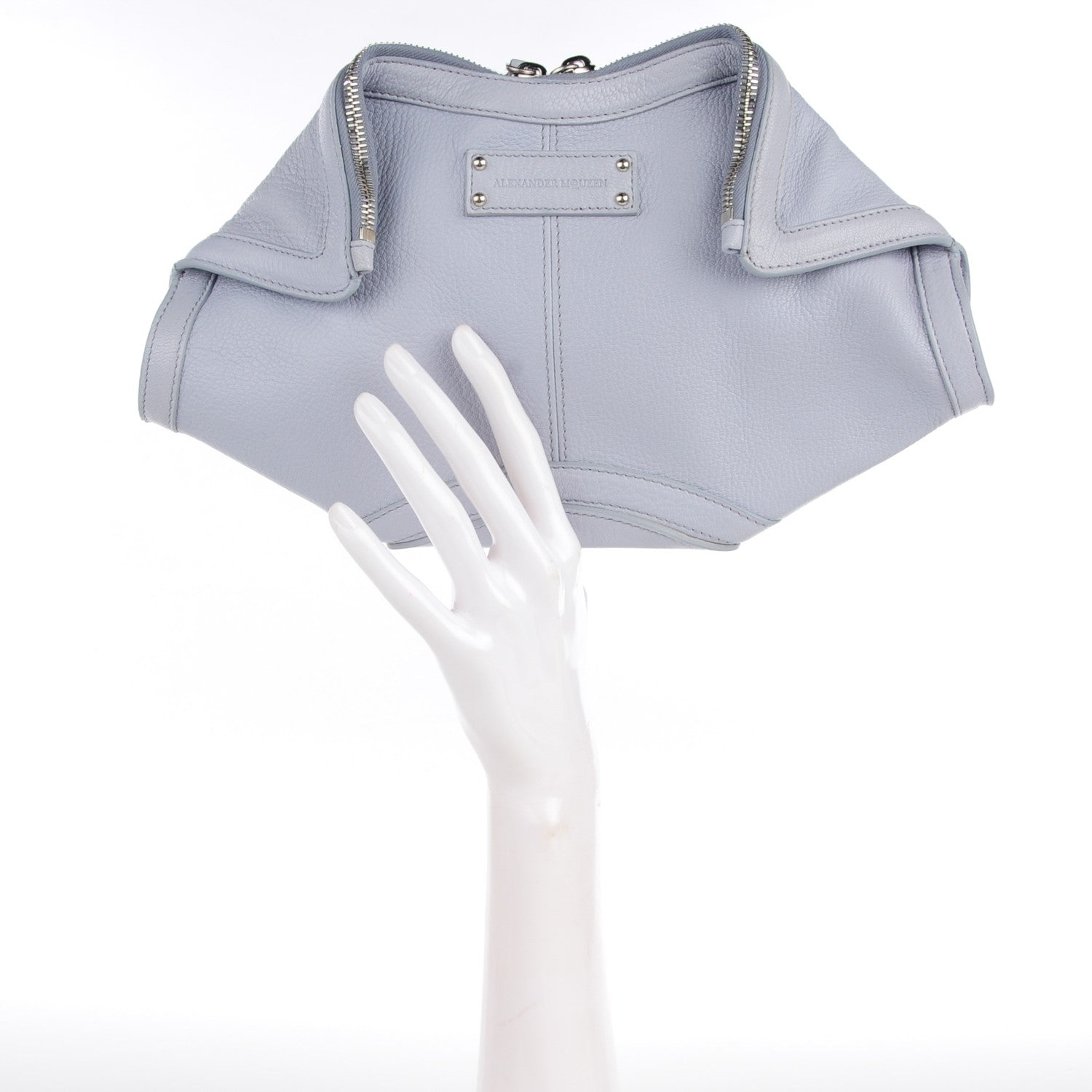 Alexander McQueen Calfskin De Manta Clutch Cloud Blue 2 of 7