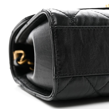 Chanel Crumpled Lambskin Quilted Mini CC Links Top Handle Flap Black 9 of 10