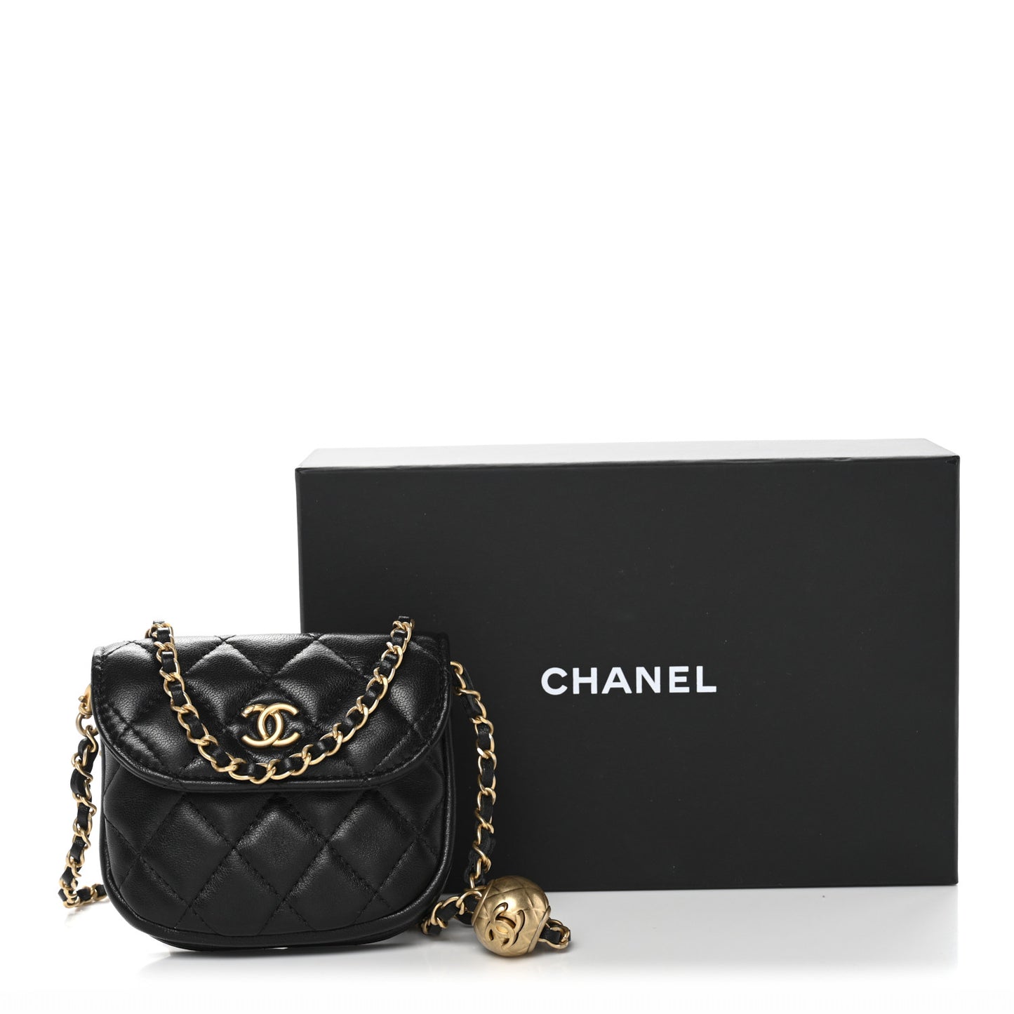 Lambskin Quilted Pearl Crush Waist Bag Black