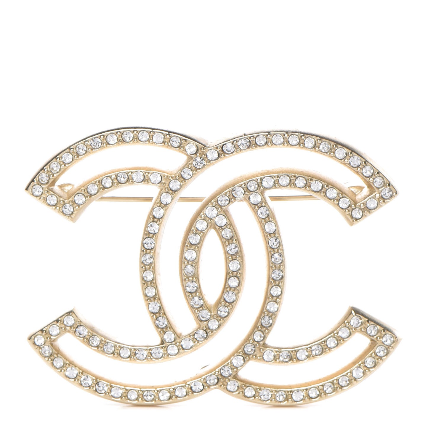 Crystal CC Brooch Light Gold