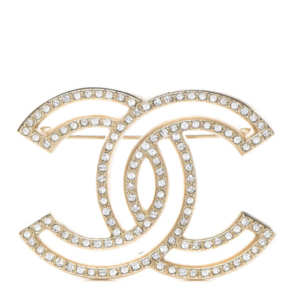 Chanel Crystal CC Brooch Light Gold 1 of 4
