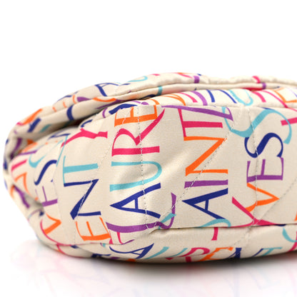 Saint Laurent Silk Carre Rive Gauche Print Patchwork Monogram Medium Jamie Multicolor White 7 of 9