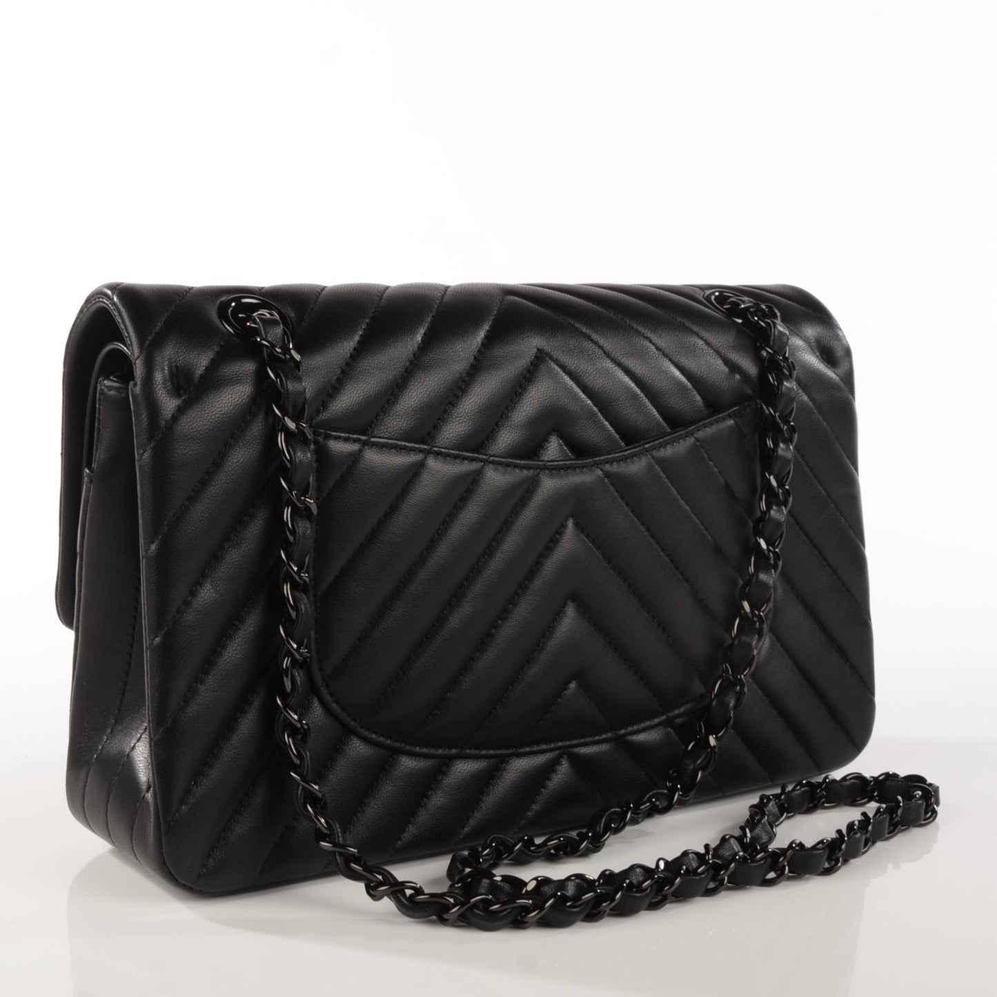 Lambskin Chevron 11.12 Medium Double Flap So Black