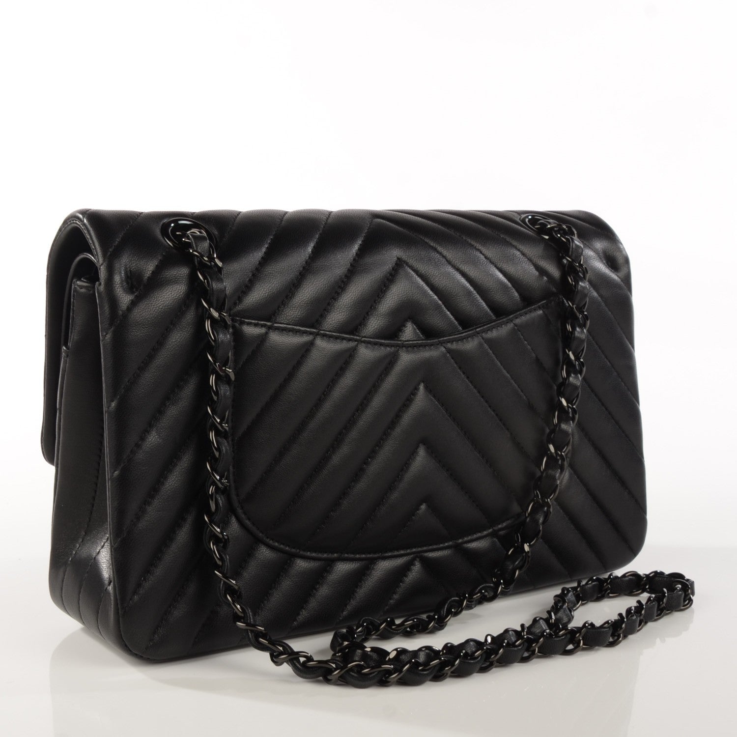 Chanel Lambskin Chevron 11.12 Medium Double Flap So Black 3 of 8