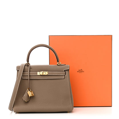 Hermes Togo Kelly Retourne 25 Etoupe 11 of 11
