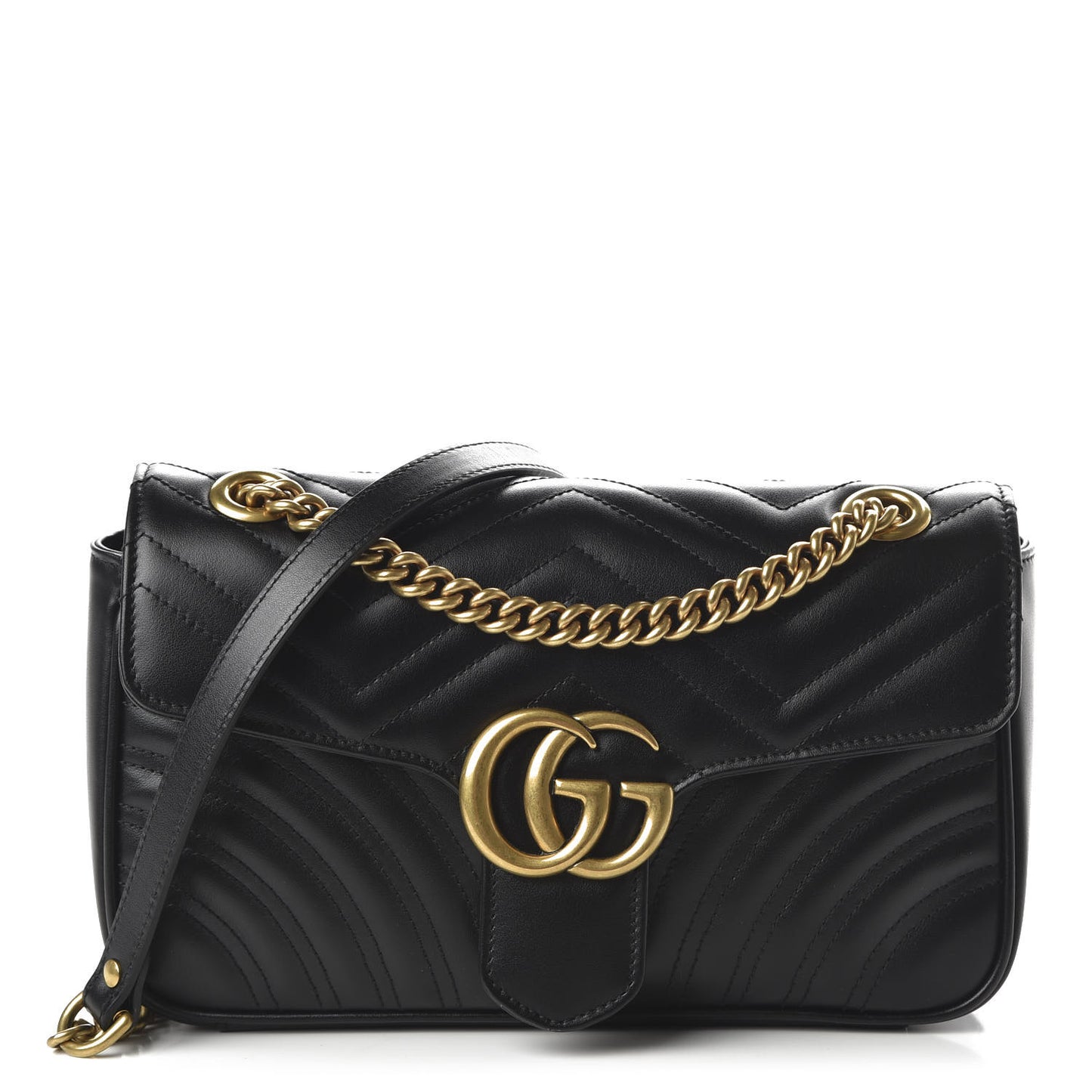 Calfskin Matelasse Small GG Marmont Shoulder Bag Black