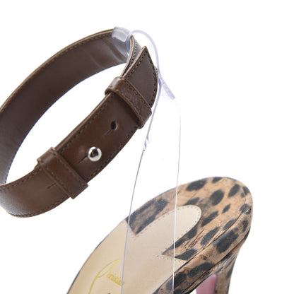 Christian Louboutin Shiny Nappa PVC Leopard Jonatina 100 Sandals 37 Brown 8 of 9
