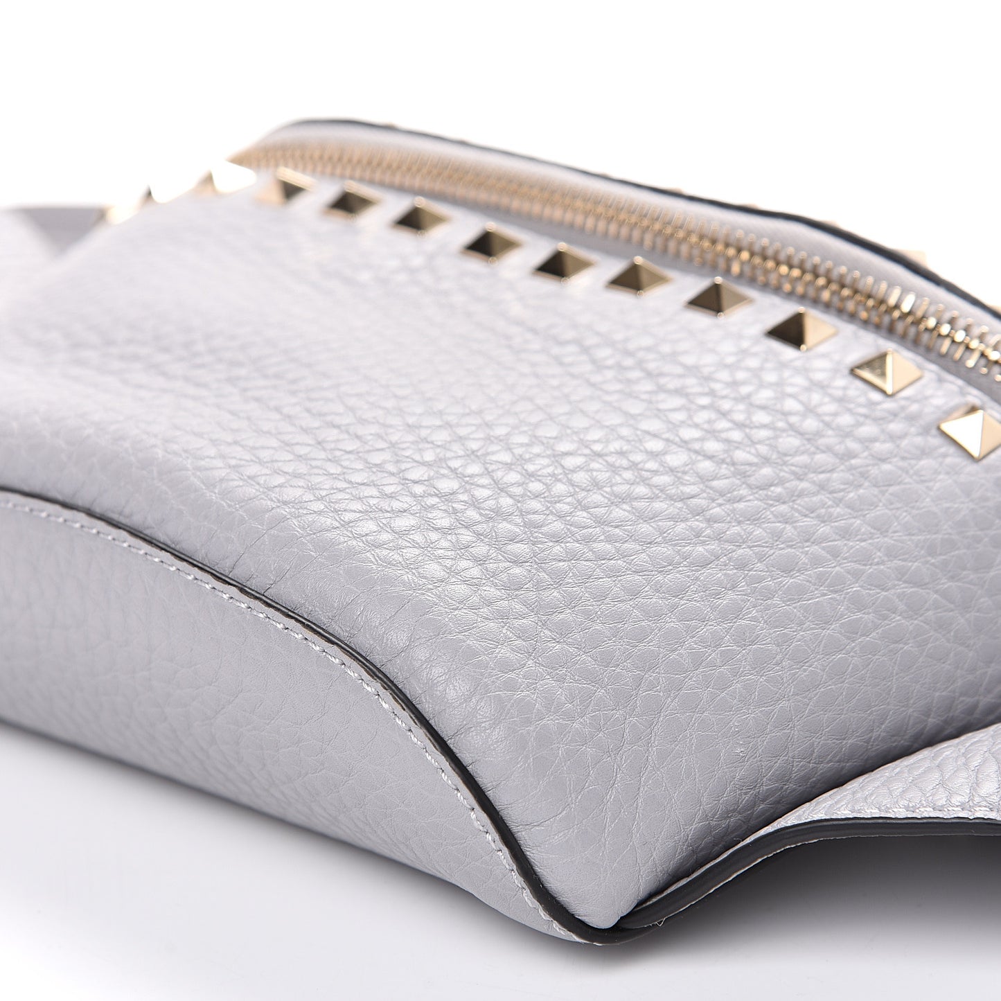 Grained Calfskin Rockstud Belt Bag 85 Pastel Grey