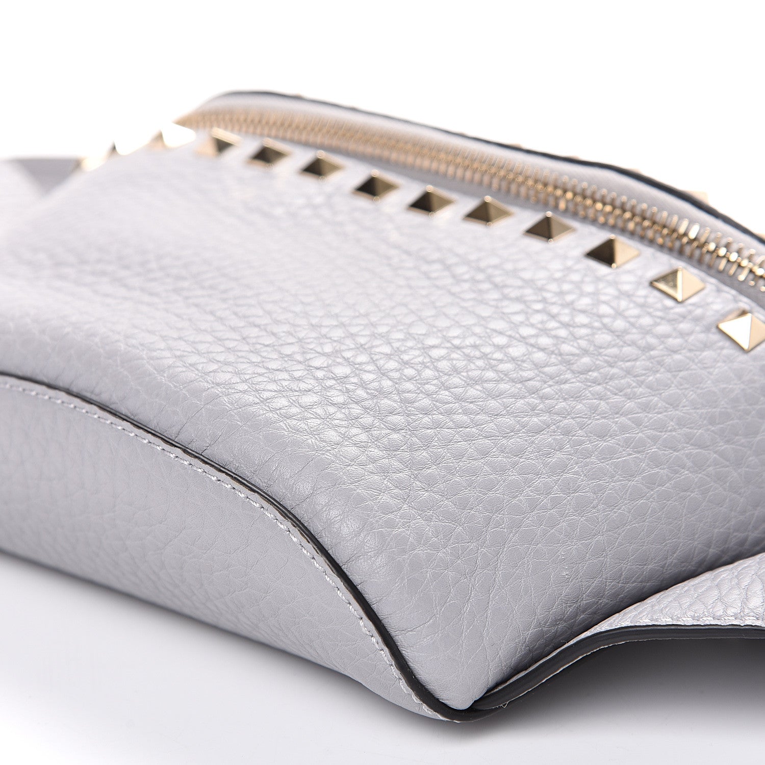 Valentino Garavani Grained Calfskin Rockstud Belt Bag 85 Pastel Grey 9 of 9