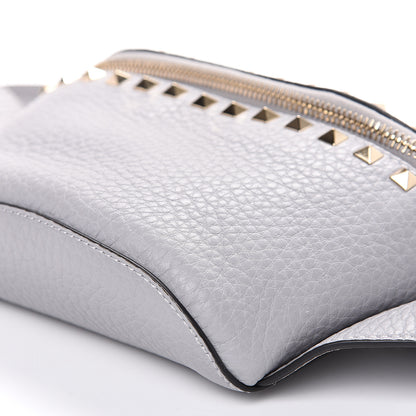 Valentino Garavani Grained Calfskin Rockstud Belt Bag 85 Pastel Grey 9 of 9