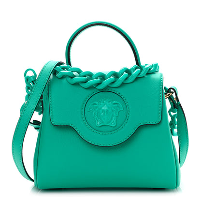 Versace Grained Calfskin Small La Medusa Top Handle Bag Turquoise 1 of 12
