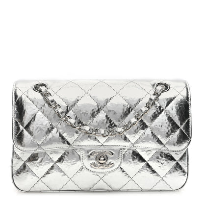 Chanel Hammered Metallic Calfskin Quilted Small Double Flap Silver 1 of 11