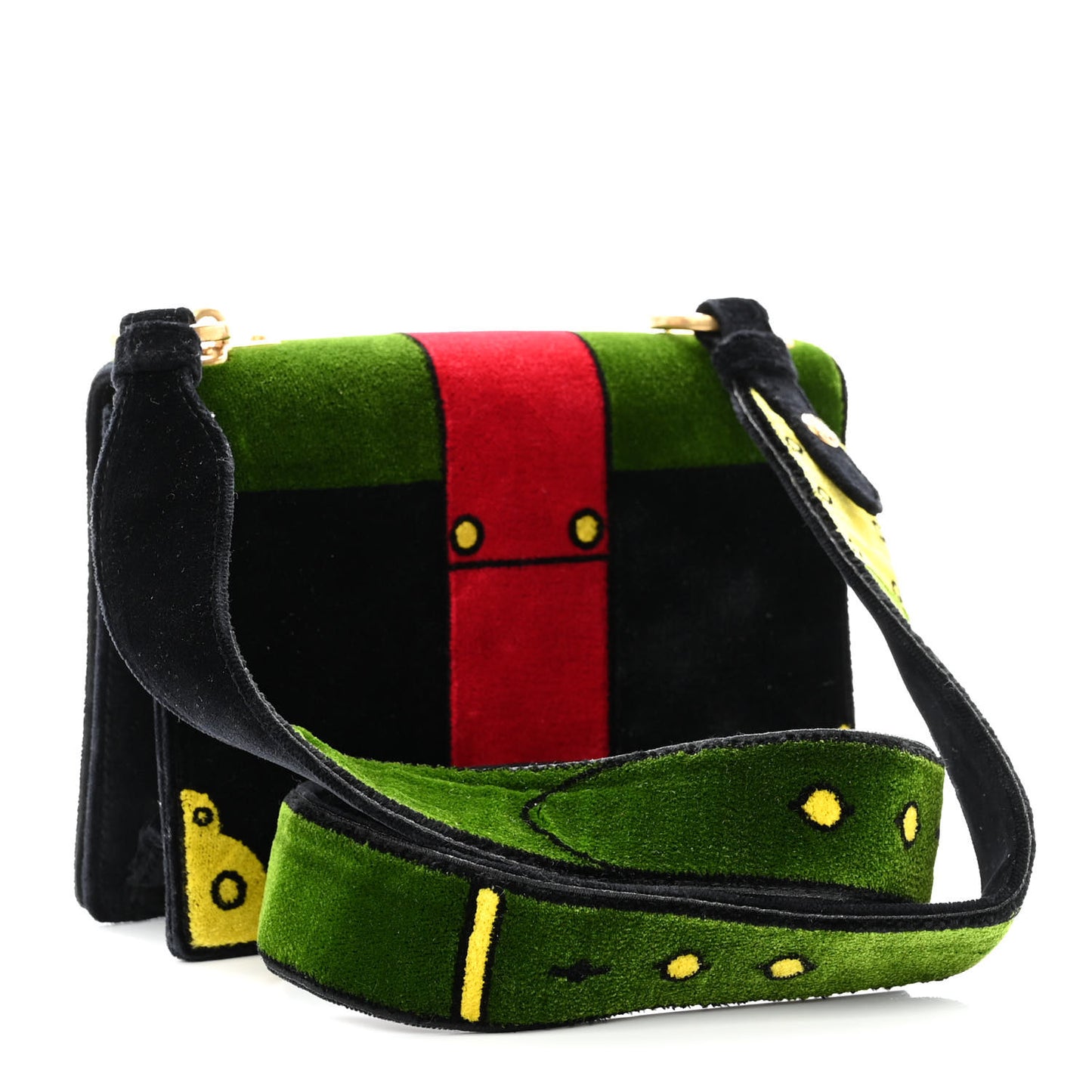 Velluto Ricamo Cahier Shoulder Bag Black