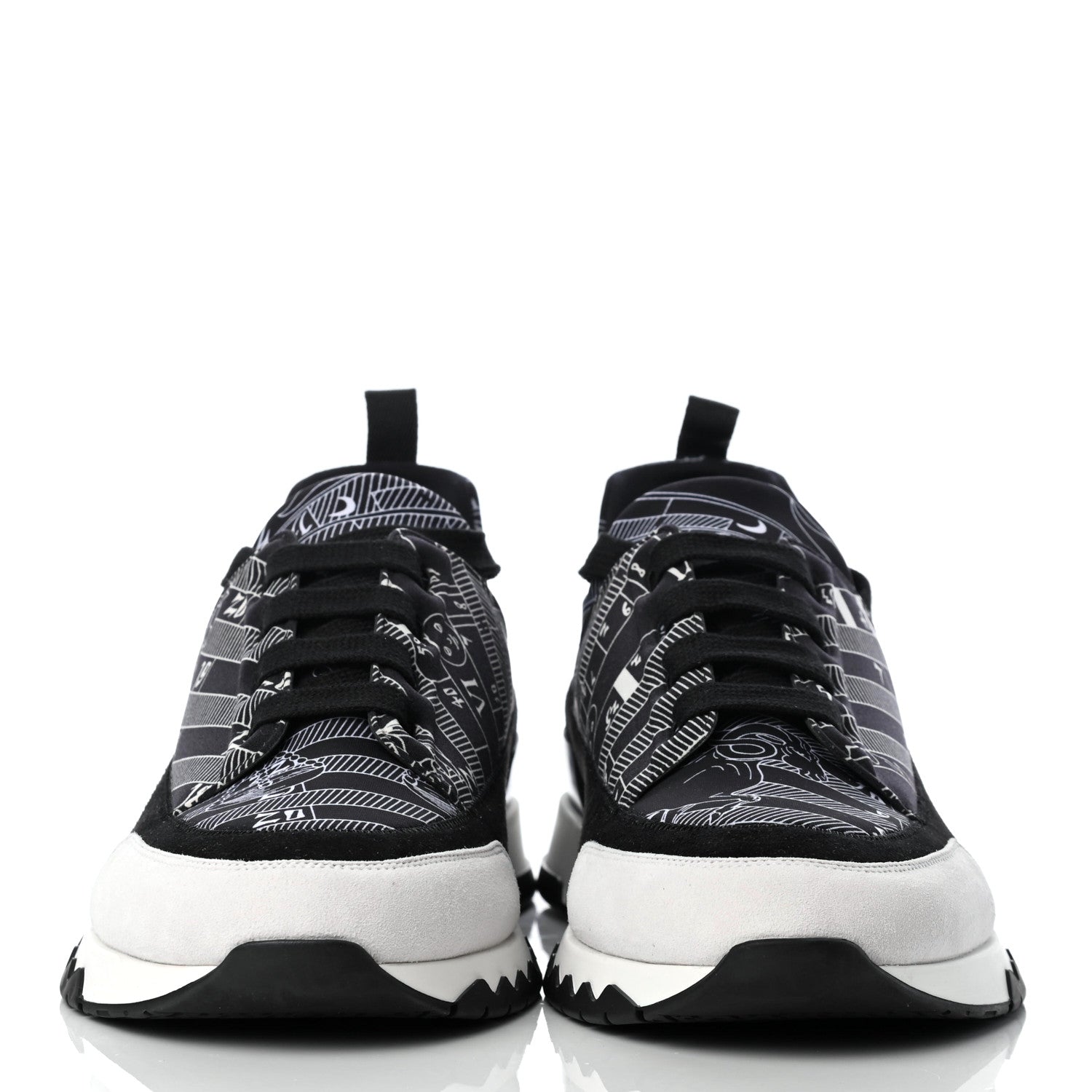 Hermes Neoprene Suede Sneakers 43 Black White 2 of 8