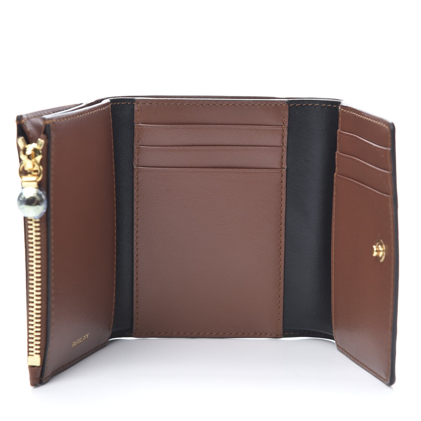 E-Canvas Monogram Stripe Small Lancaster Folding Wallet Bridle Brown