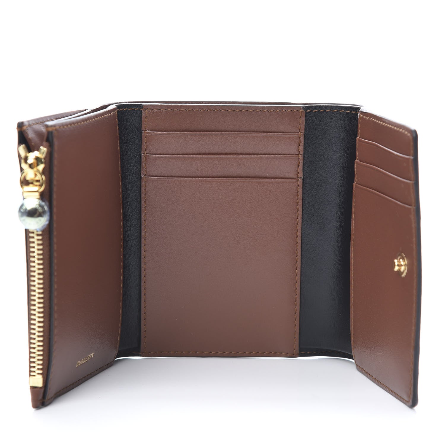 Burberry E-Canvas Monogram Stripe Small Lancaster Folding Wallet Bridle Brown 5 of 8