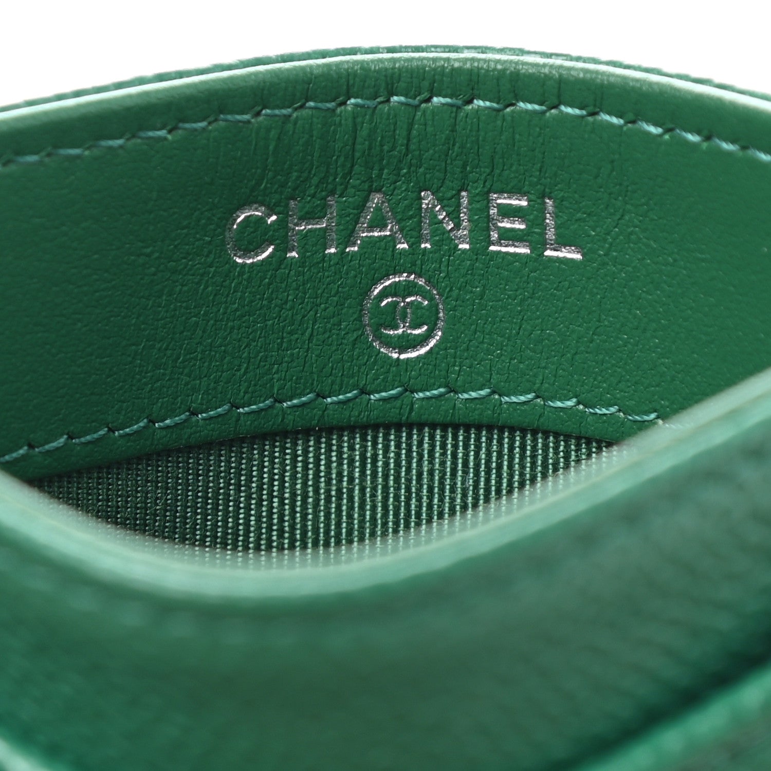 Chanel Caviar Quilted Card Holder Green 6 of 9