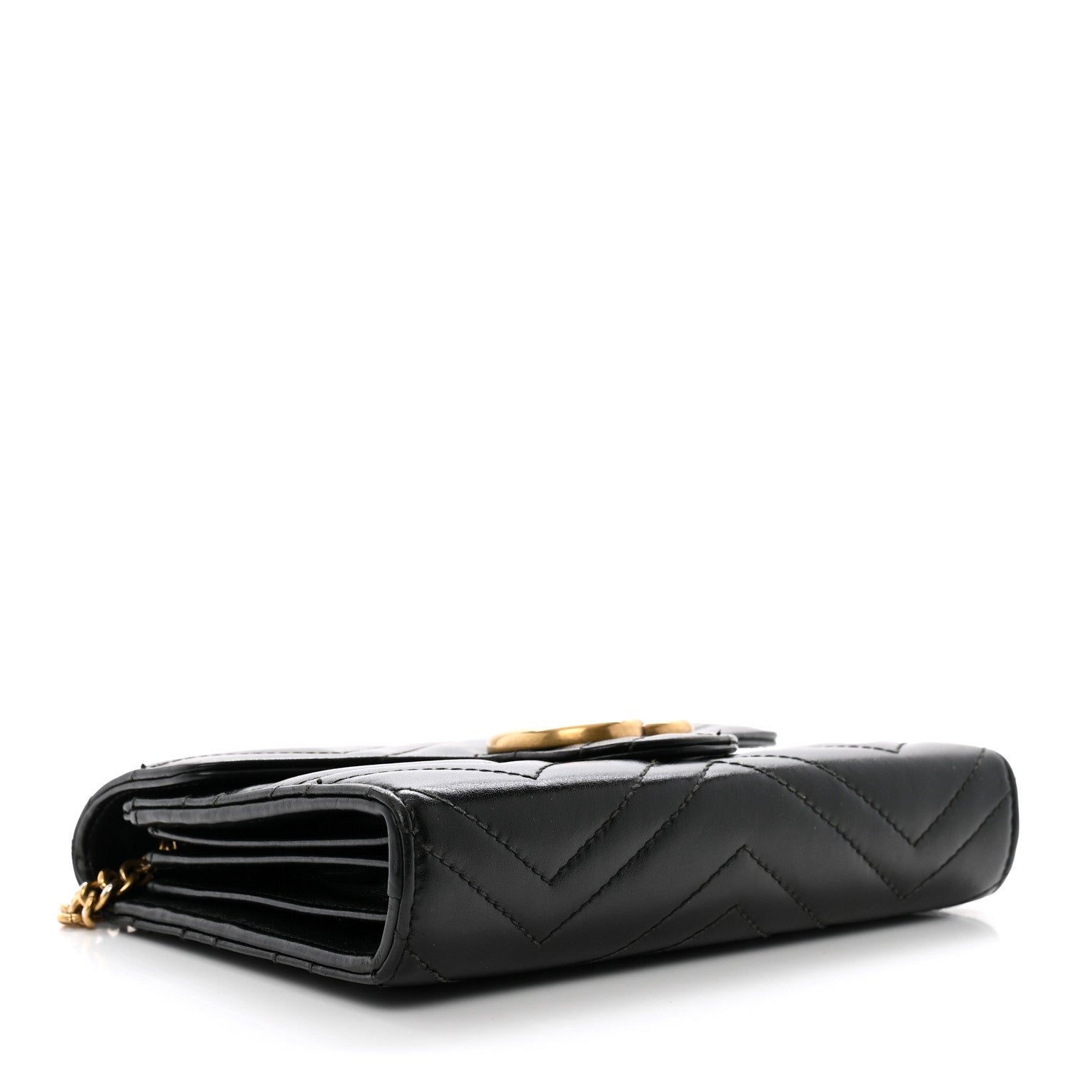 Gucci Calfskin Matelasse GG Marmont Chain Wallet Black 4 of 10