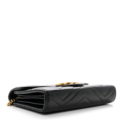 Gucci Calfskin Matelasse GG Marmont Chain Wallet Black 4 of 10