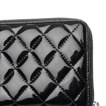 Chanel Patent Quilted Zip Around Wallet Black 10 of 10
