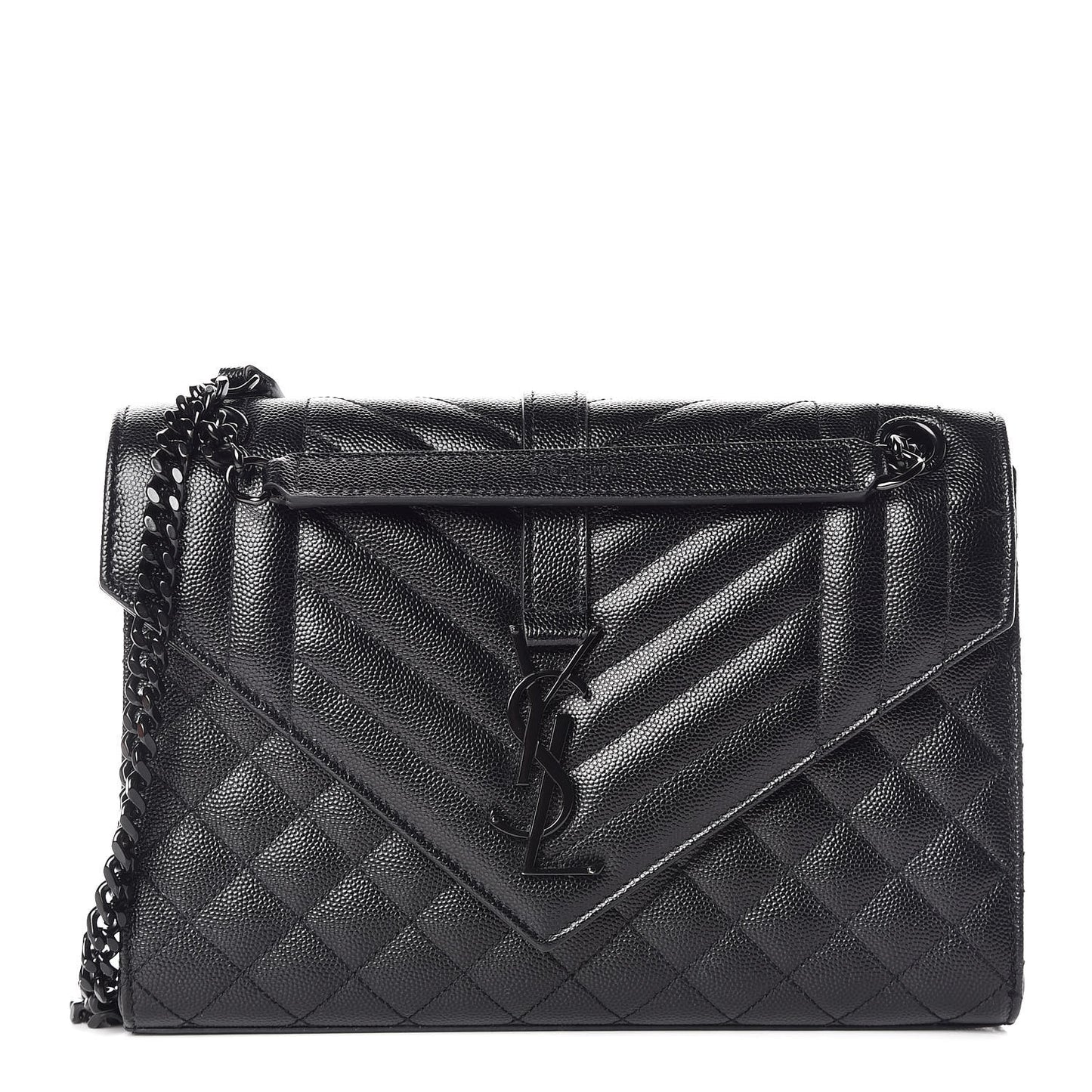 Grain De Poudre Textured Mixed Matelasse Triquilt Medium Monogram Satchel Black