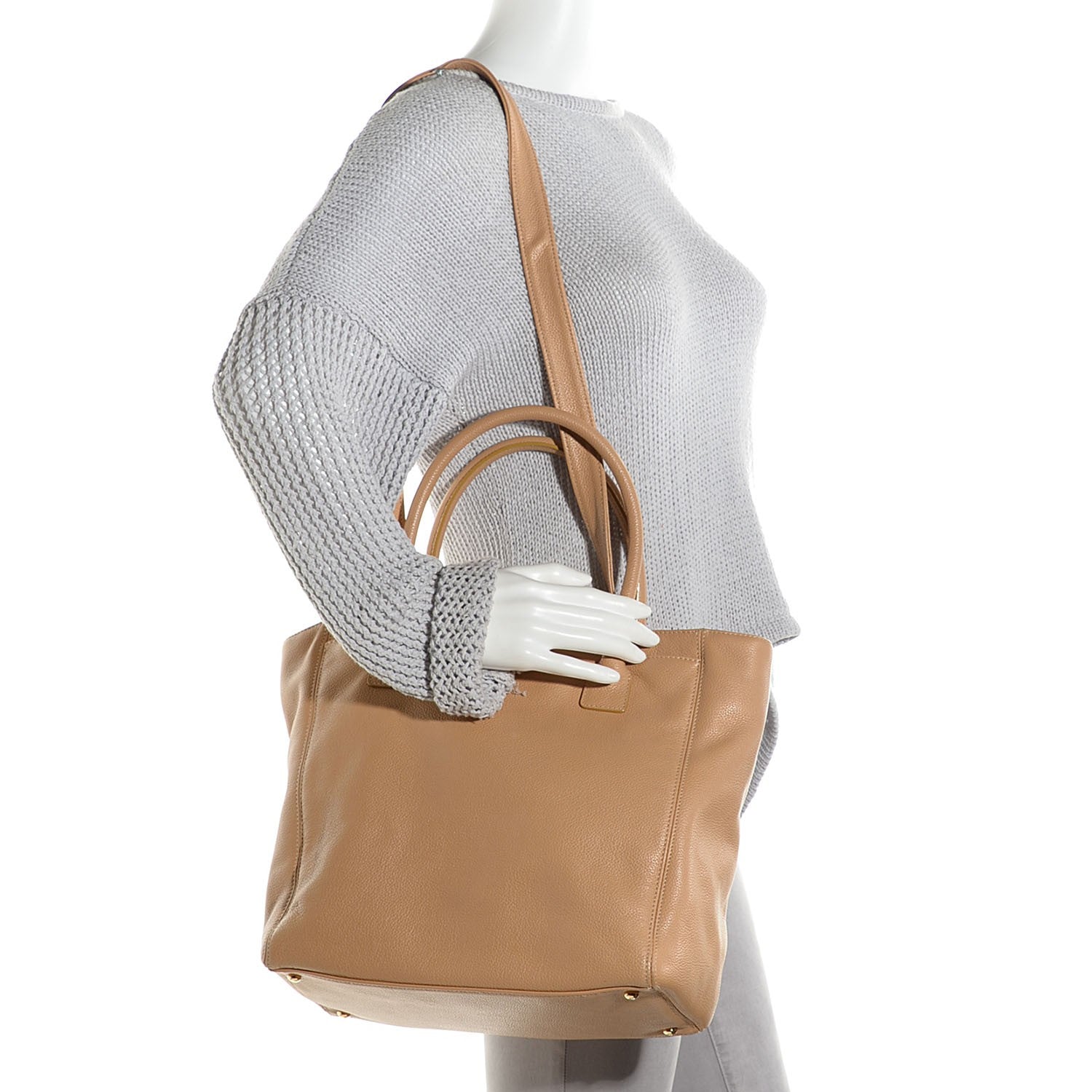 Chanel Calfskin Cerf Tall Tote Beige 2 of 7