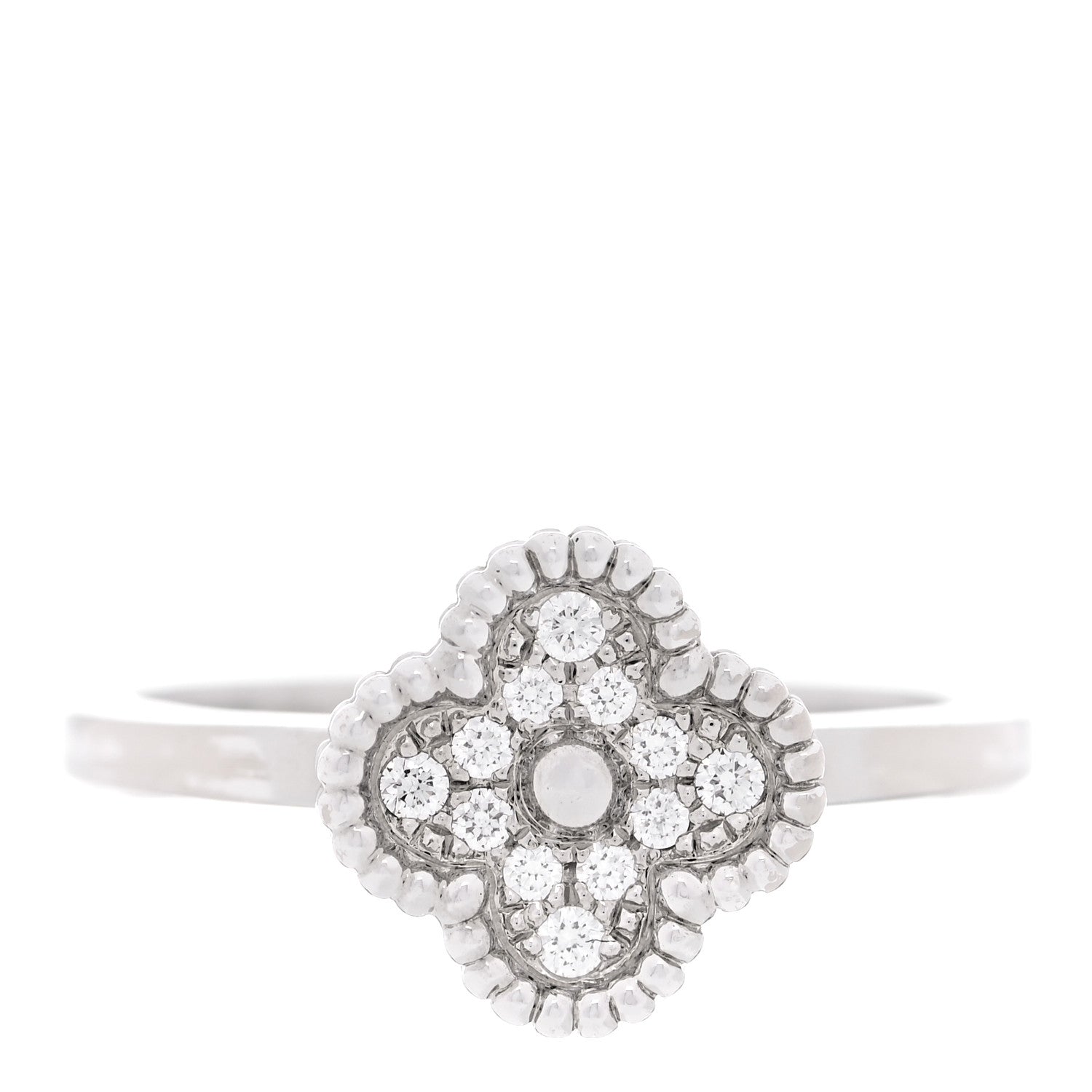 Van Cleef & Arpels 18K White Gold Diamond Sweet Alhambra Ring 50 5.25 1 of 5