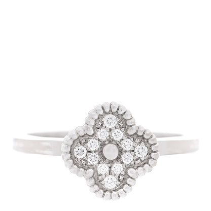 Van Cleef & Arpels 18K White Gold Diamond Sweet Alhambra Ring 50 5.25 1 of 5