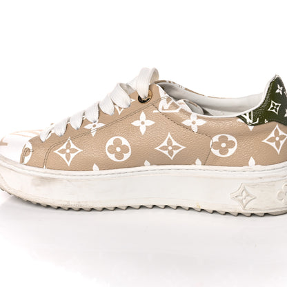 Louis Vuitton Monogram Giant Time Out Sneakers 36 Kaki White Beige 14 of 19