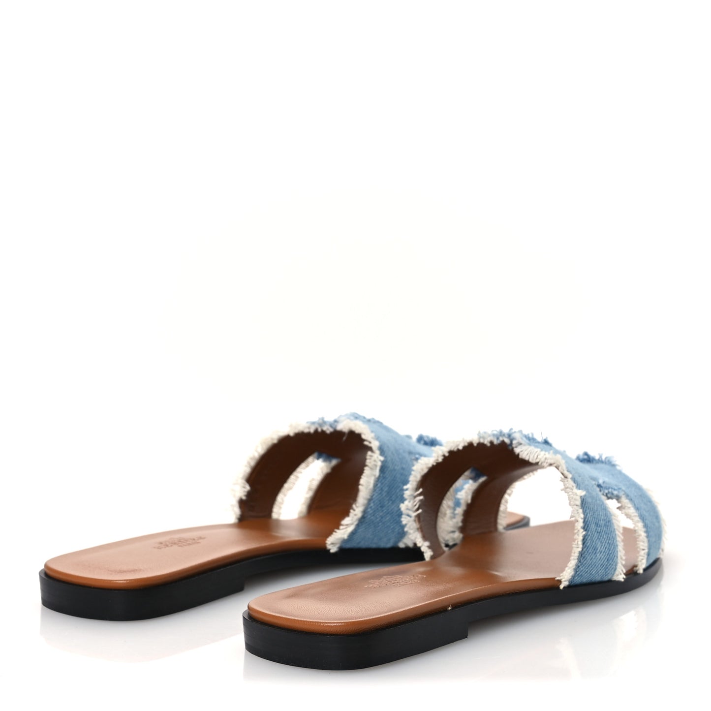 Denim Oran Fringe Sandals 39 Bleu Clair