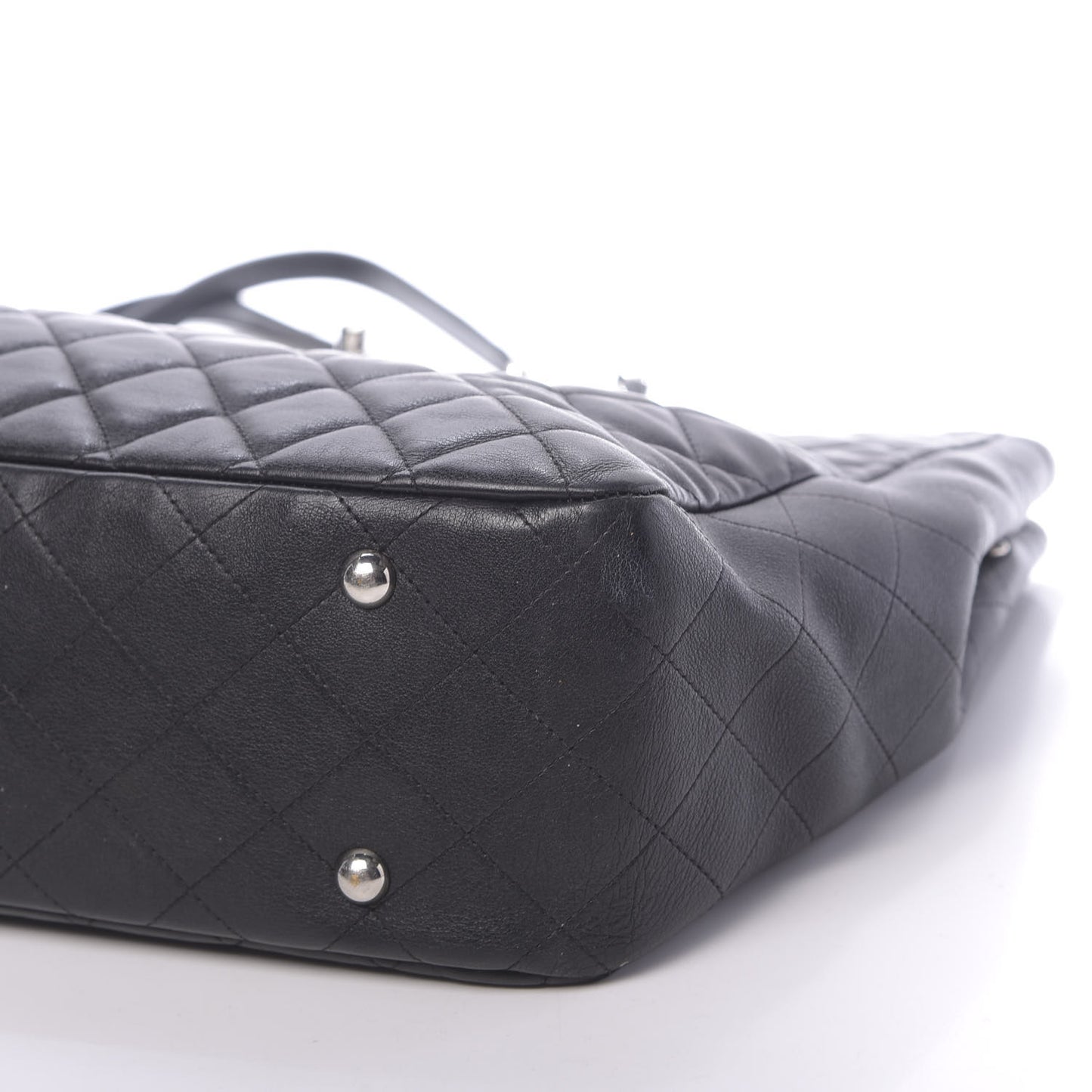 Calfskin Quilted Large CC Shopping Tote Black