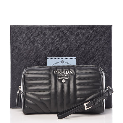 Prada Soft Calfskin Diagramme Wristlet Pouch Bag Black 8 of 8