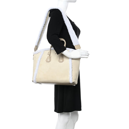 Givenchy Suede Shearling Small Antigona Natural Beige 2 of 9