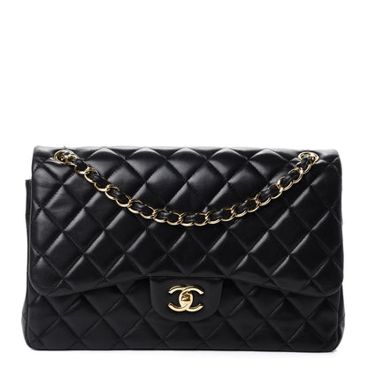 Chanel Lambskin Quilted Jumbo Double Flap Black 1 of 15