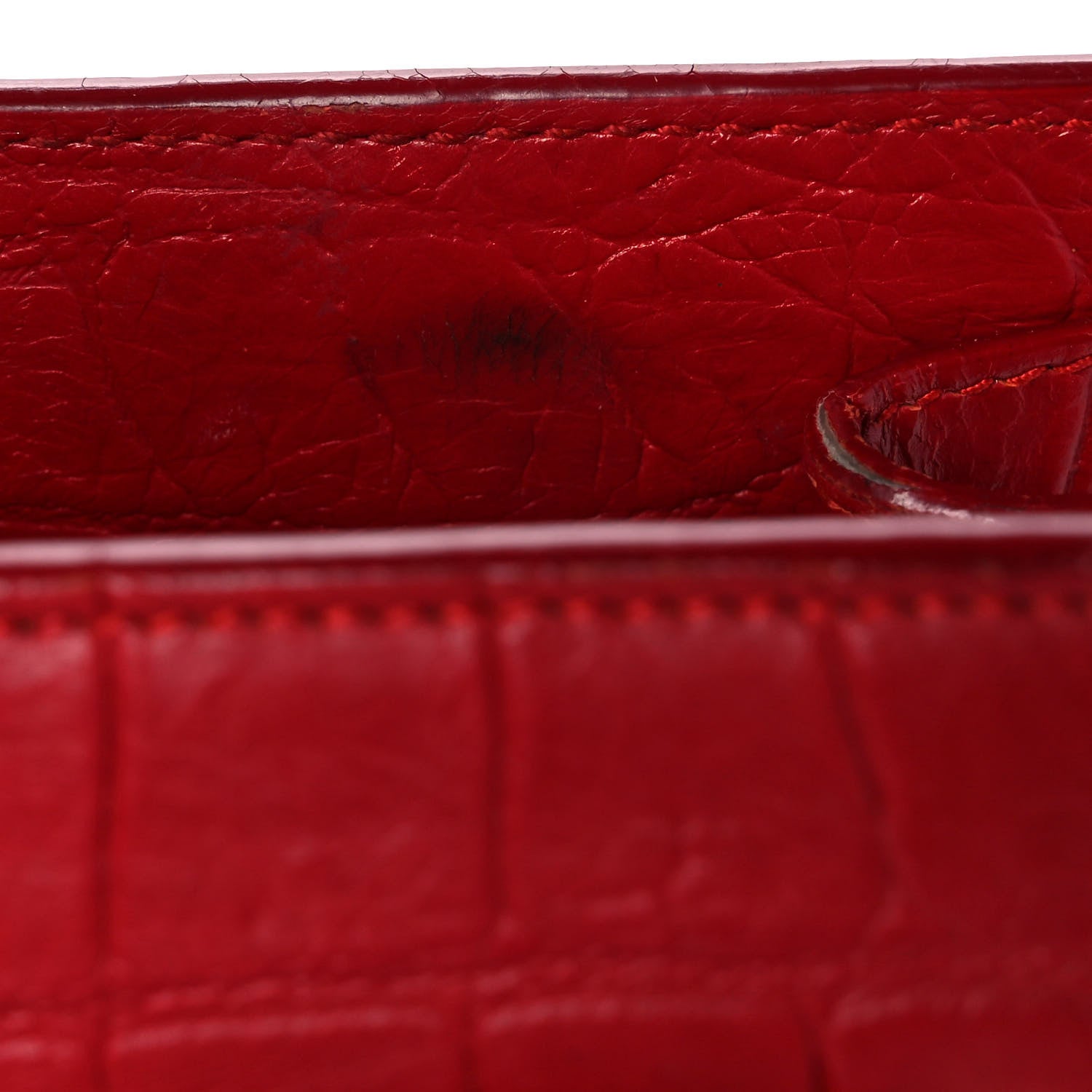 Saint Laurent Calfskin Crocodile Embossed Nano Sac De Jour Red 11 of 17