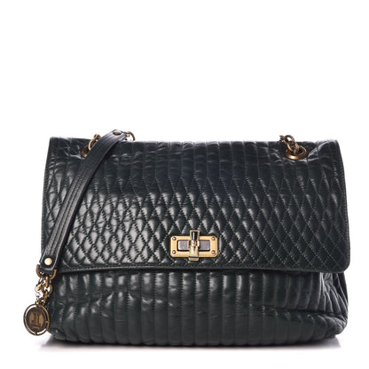 Lanvin Calfskin Quilted Large Happy Shoulder Bag Forest 1 of 9