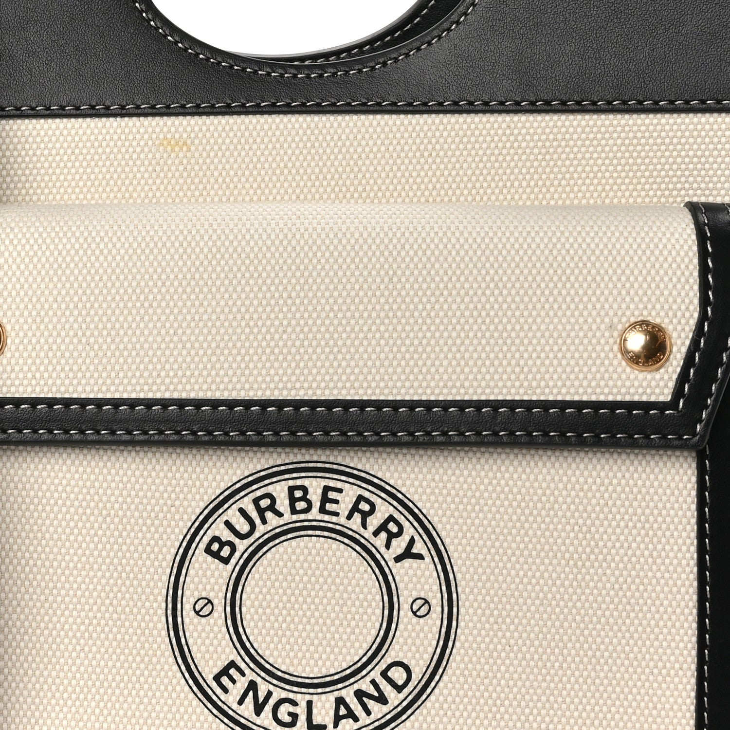 Burberry Canvas Smooth Calfskin Two Tone Mini Pocket Bag White Black 6 of 9