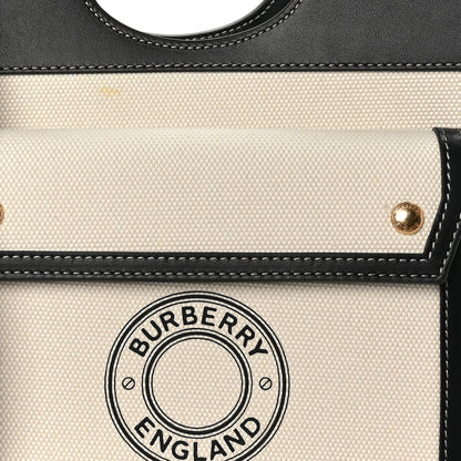 Burberry Canvas Smooth Calfskin Two Tone Mini Pocket Bag White Black 6 of 9