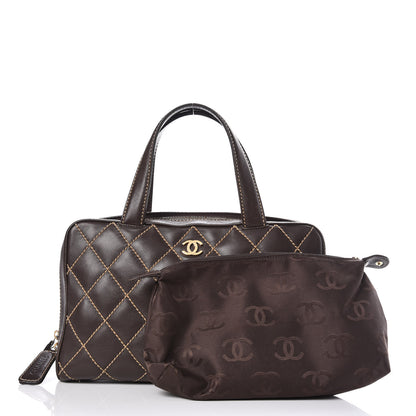 Chanel Calfskin Wild Stitch Top Handle Bag Brown 3 of 19