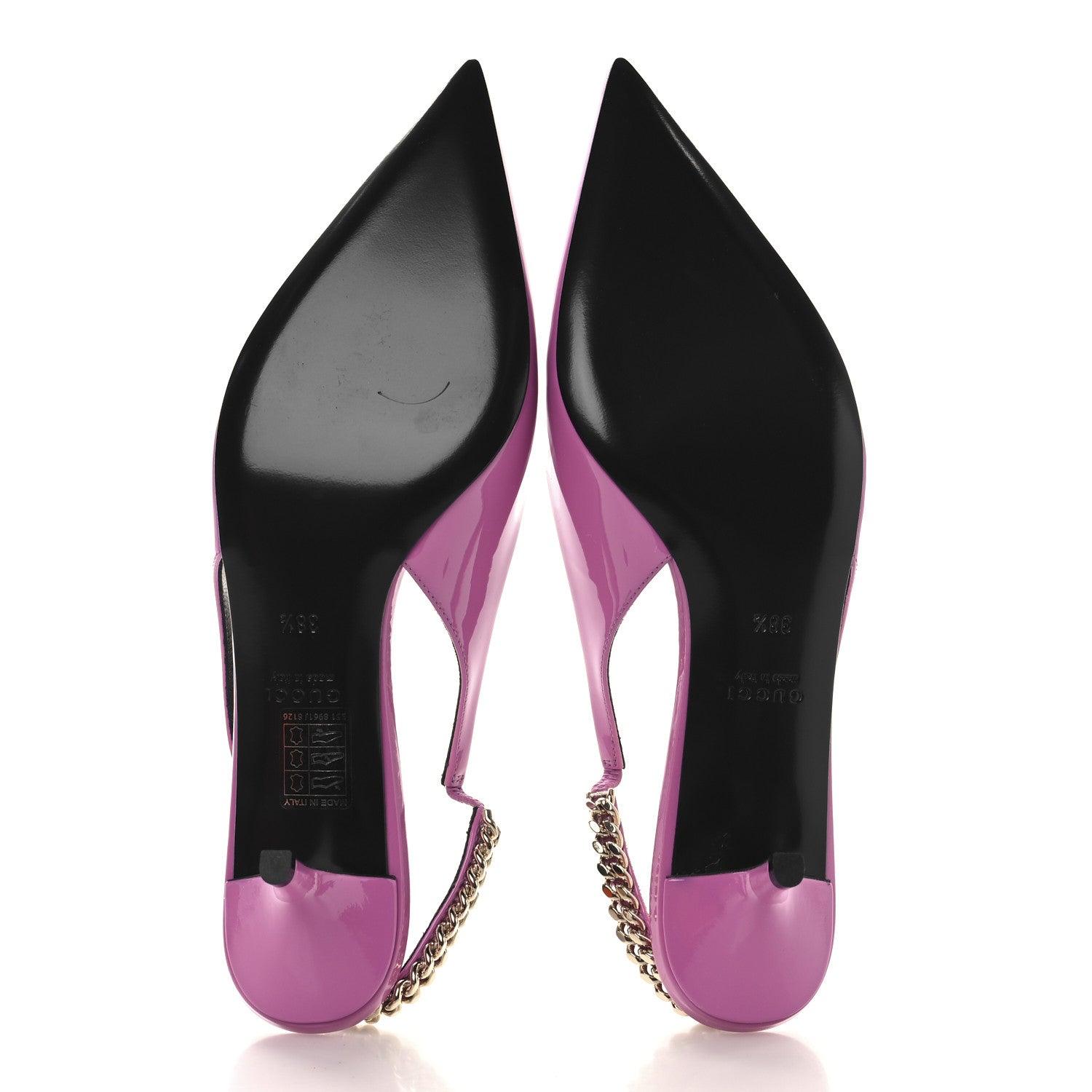 Gucci Patent Signoria 35mm Slingback Pumps 38.5 Libre Pink 6 of 10