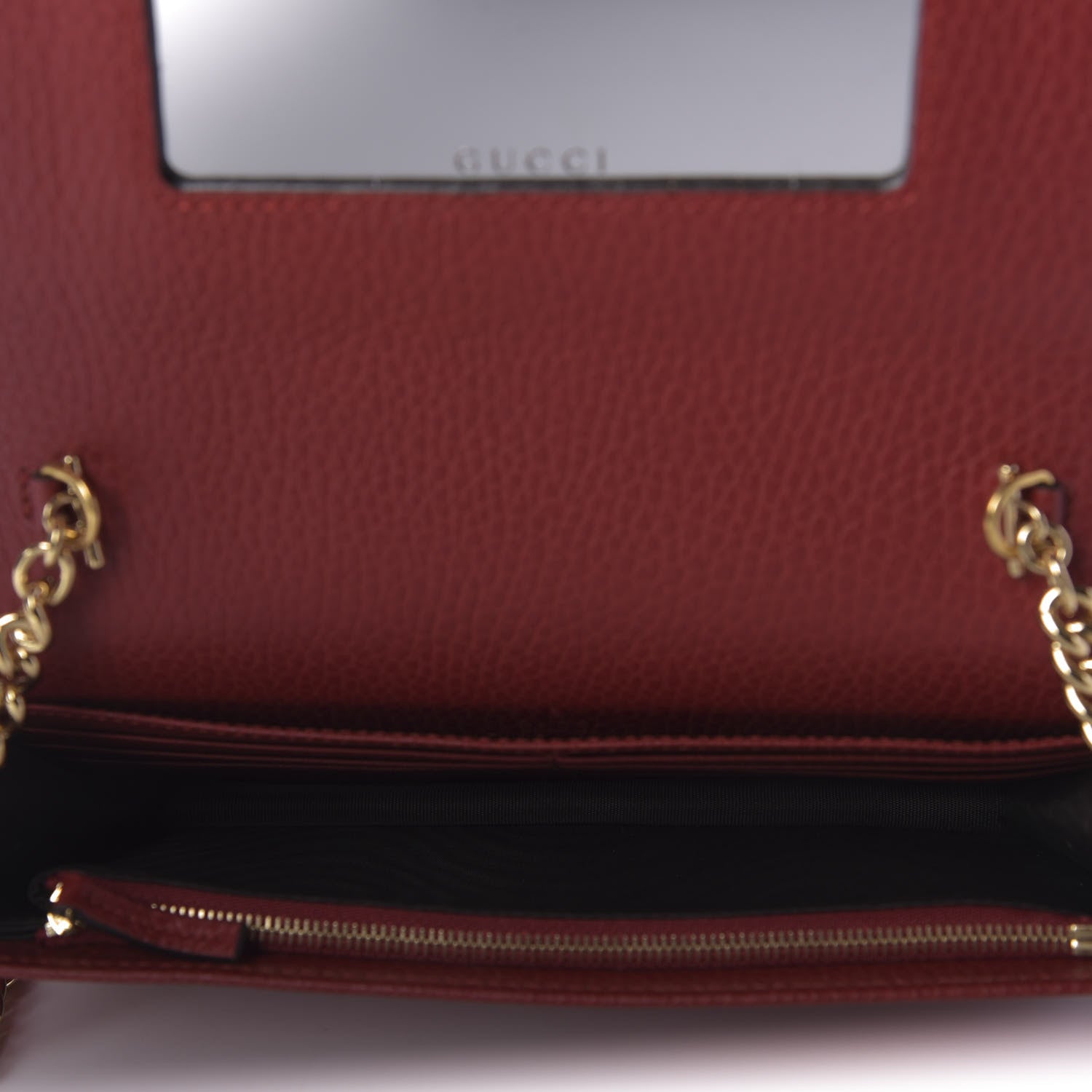 Gucci Dollar Calfskin Mini GG Marmont Chain Wallet Hibiscus Red 5 of 9