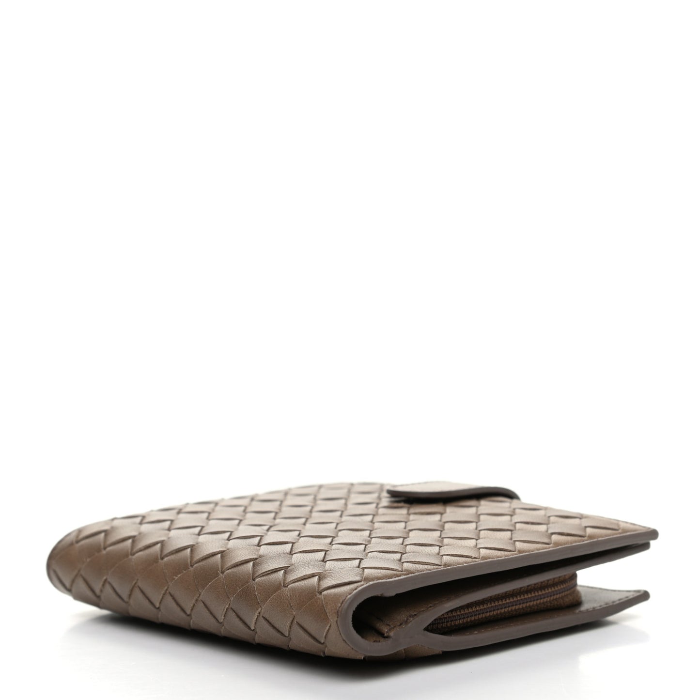 Nappa Intrecciato French Compact Wallet Ash