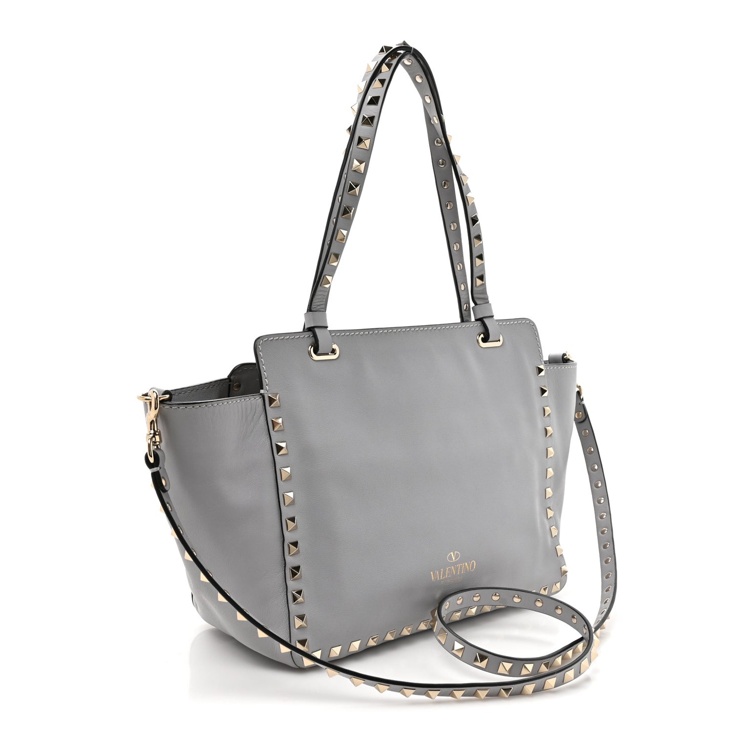 Vitello Small Rockstud Tote Grey