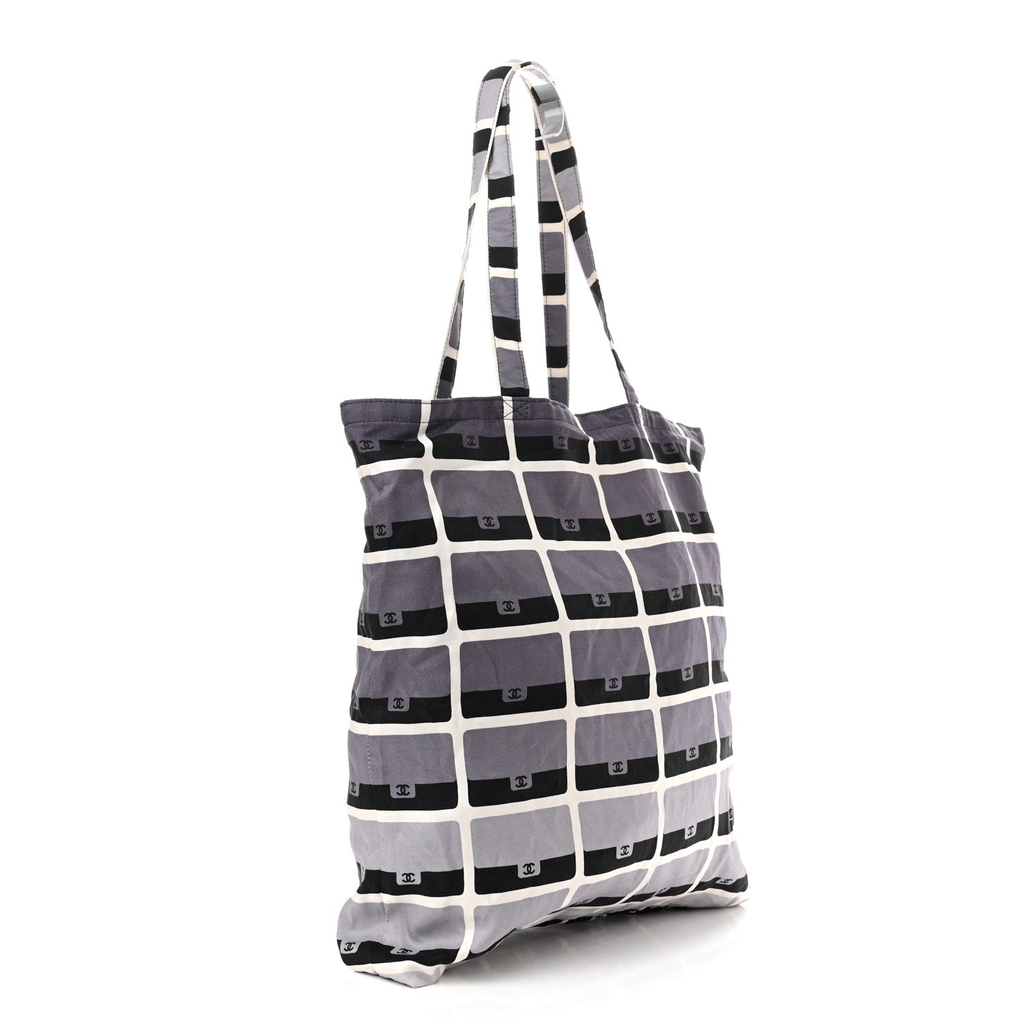 Chanel Jersey Fabric Quilted Foldable Tote With Chain Black Multicolor 4 of 18