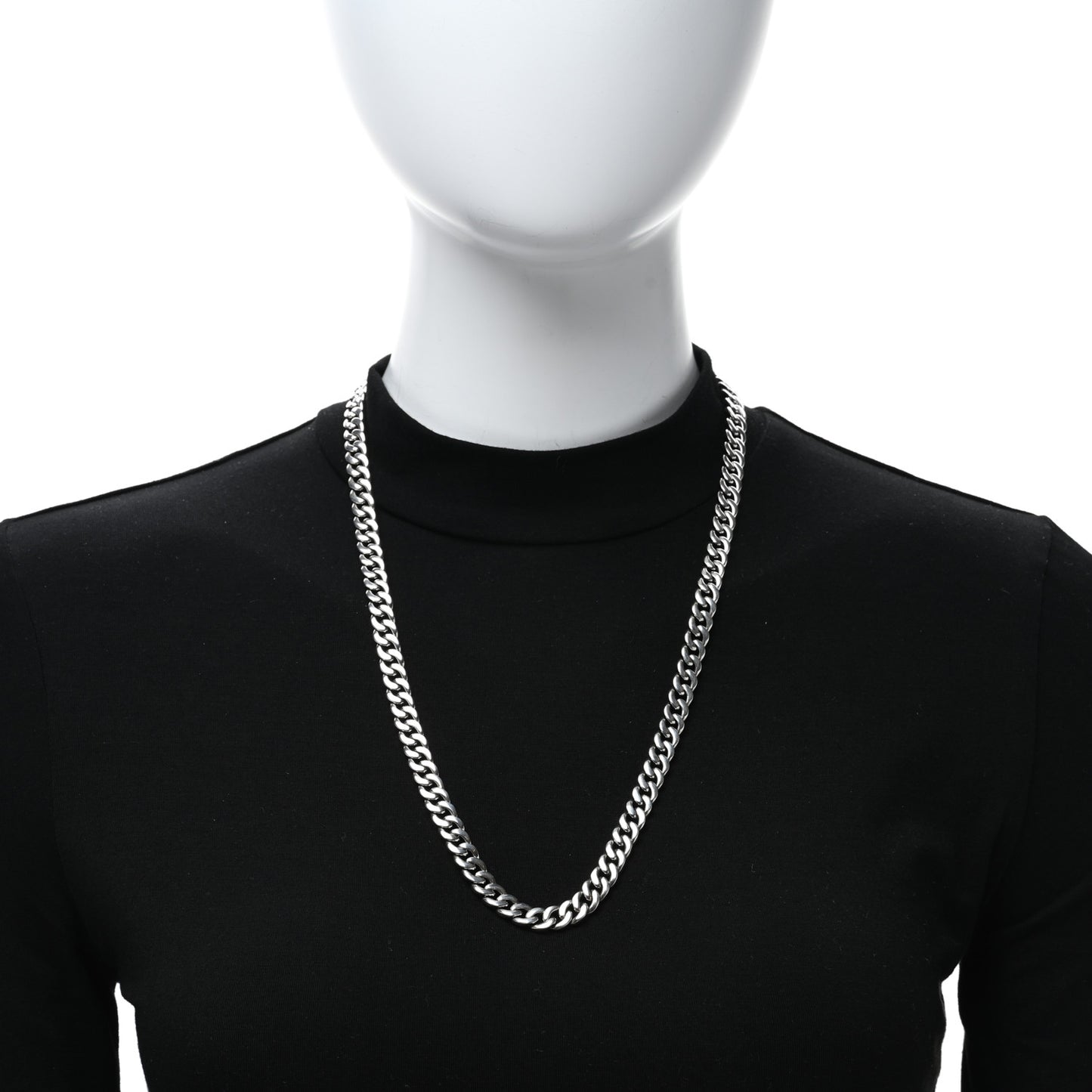 Sterling Silver 8mm Curb Chain Necklace 24"