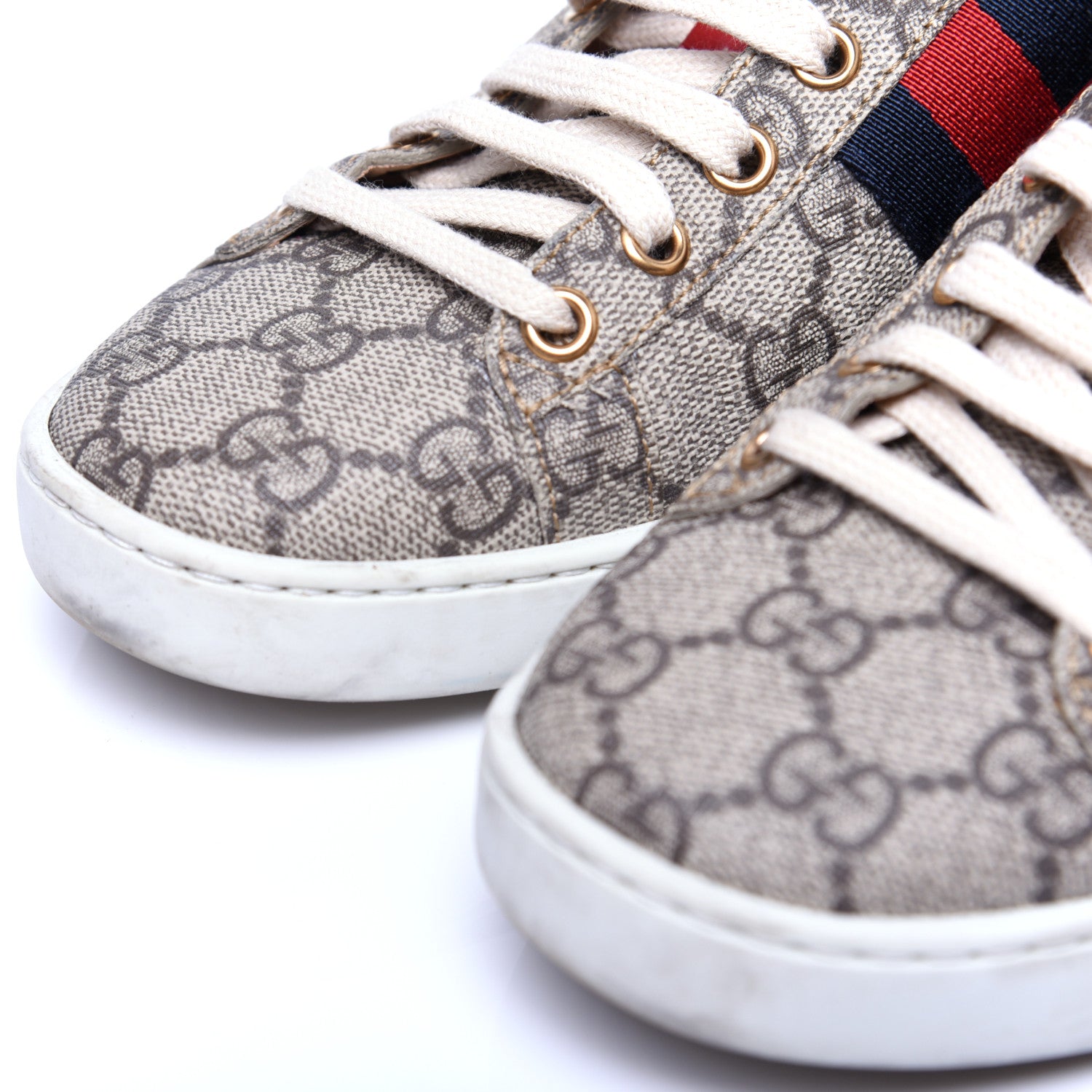 Gucci GG Supreme Monogram Ayers Web Womens Ace Sneakers 37 Beige 6 of 13