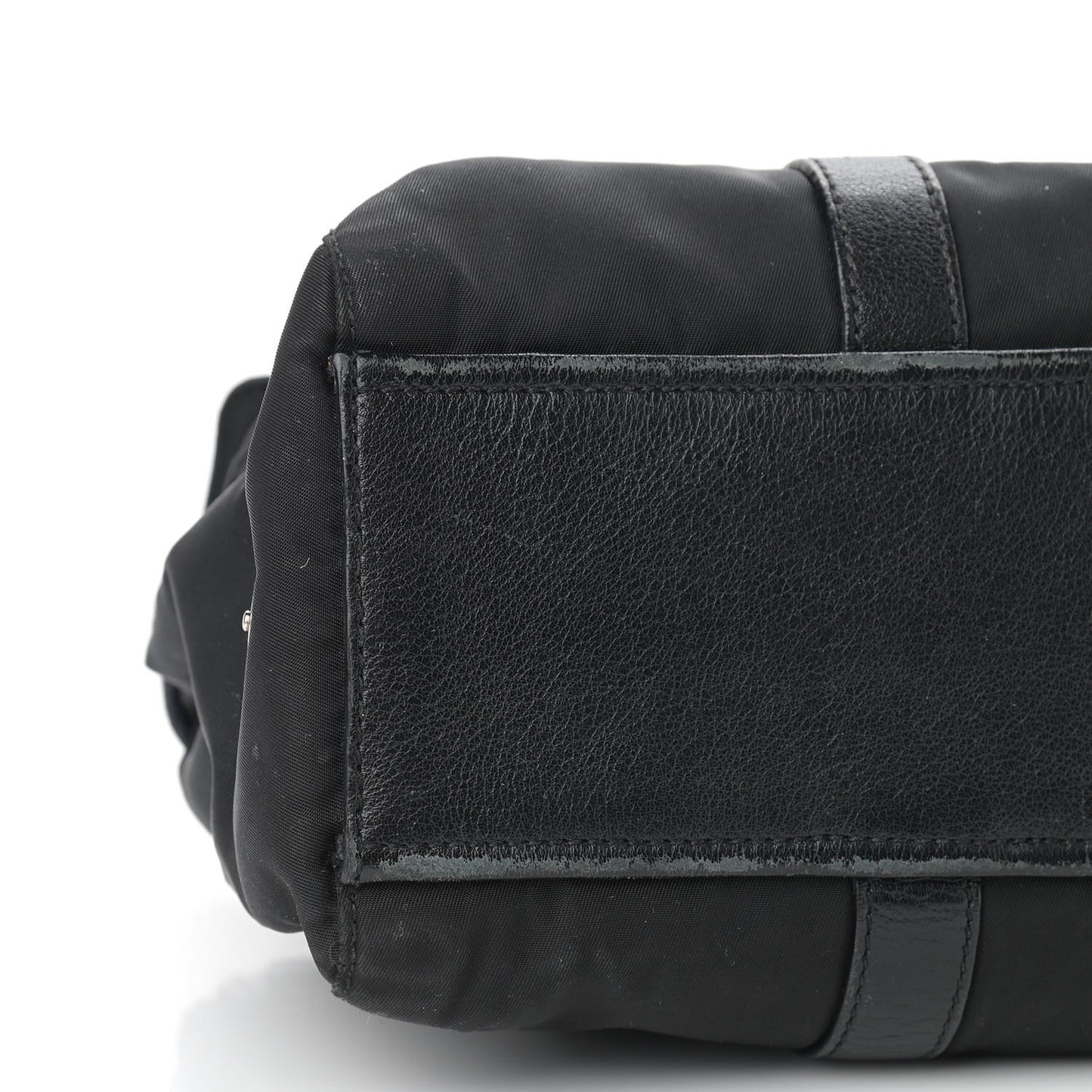 Tessuto Nylon Calfskin Shoulder Bag Black