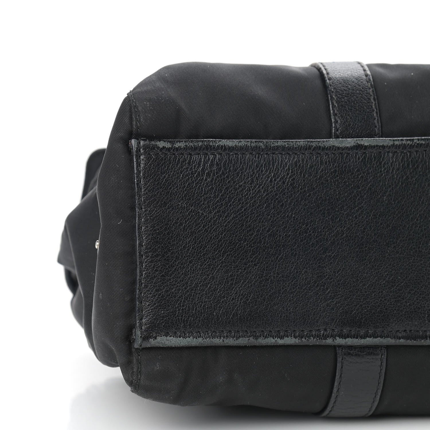 Prada Tessuto Nylon Calfskin Shoulder Bag Black 8 of 9