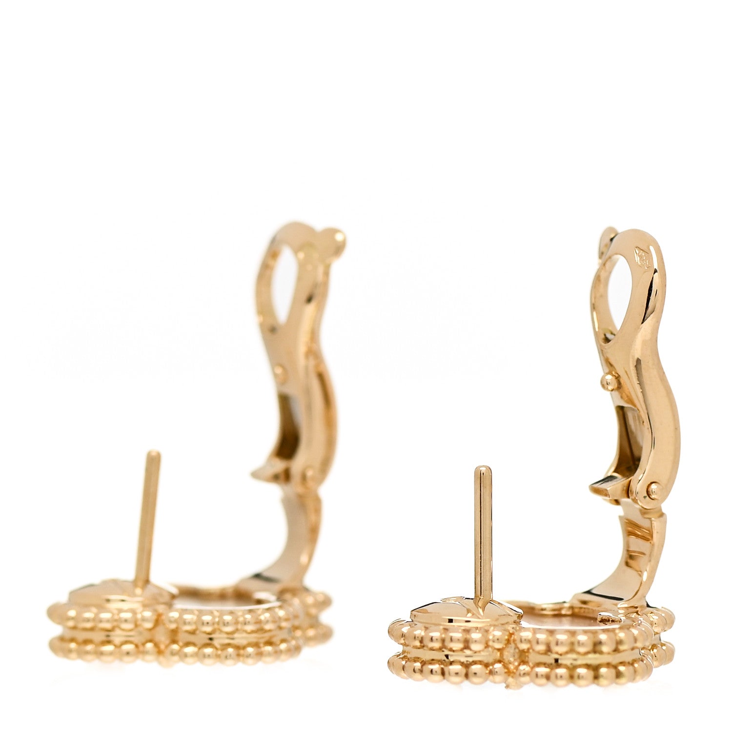 Van Cleef & Arpels 18K Yellow Gold Mother of Pearl Vintage Alhambra Earrings 3 of 6