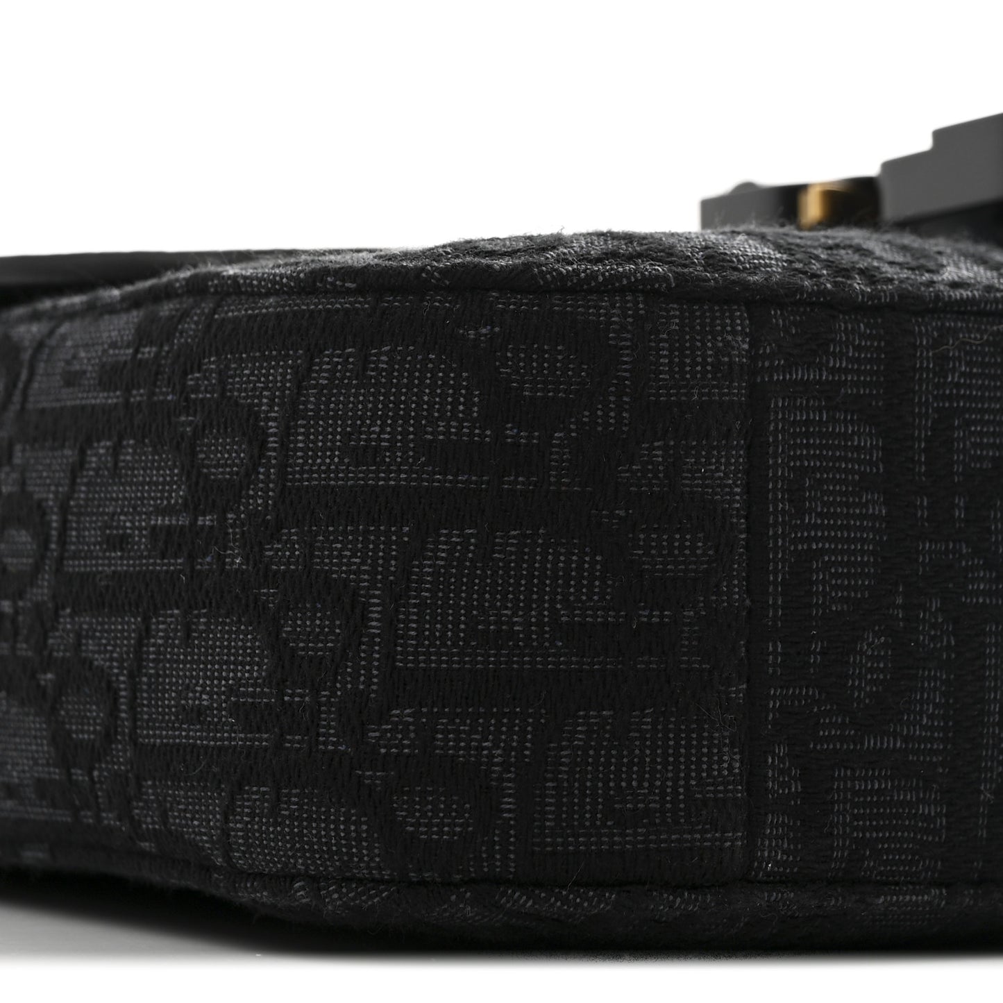 Oblique Jacquard Grained Calfskin Small Saddle Messenger Bag Black
